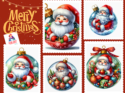 Clipart of Santa Claus in a ball adobe photoshop canva christmas clipart creative design design digital art graphic design illustration