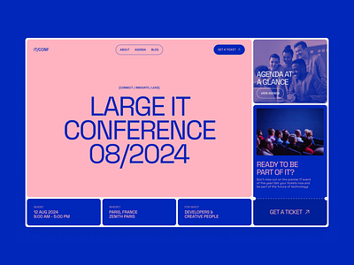 IT/CONF agenda big typography colorful conference design event grid interactions it mans masonry speakers team tech ticket ui ux web design website