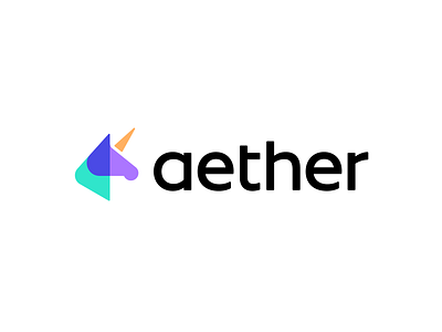 aether aether animal blockchain branding crypto crypto currency geometric horn horse logo magic minimal logo modern symbol unicorn