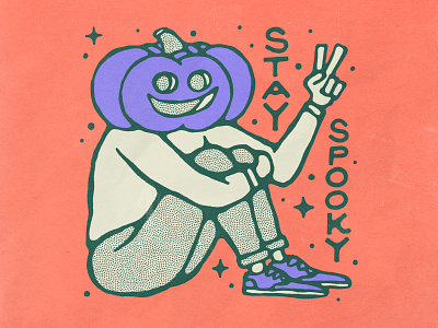 Stay Spooky character design halloween handmade illustration lettering peace pumpkin spooky texture type typography