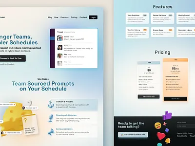 SaaS Landing Page 3d app emoji features icons landing page platform pricing saas team building team software web design website