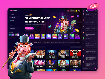 PINKCASINO branding casi casino design figma gambling graphic design illustration logo slott ui ux web3