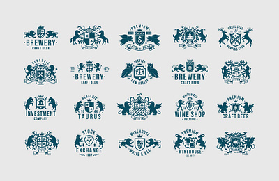 Modern Heraldics branding coat of arms collection crest design emblem heraldic heraldry lion logo logo design modern simple vector vintage