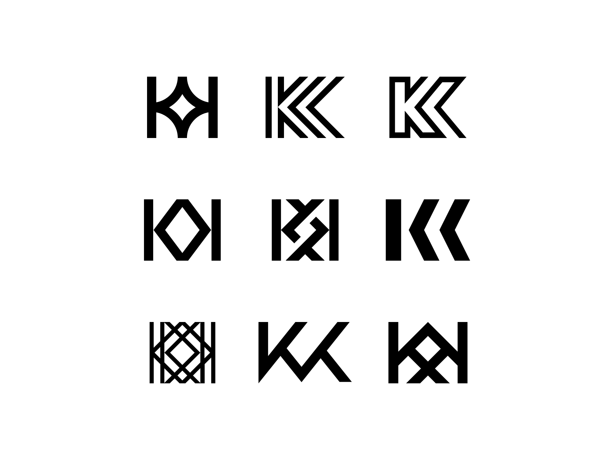 Double K Logos brand branding fashion logo geometry logo icon identity k logo logo logo design logo mark logotype minimal monogram simple symbol type logo typography visual identity wordmark