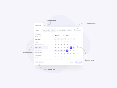 Date Time Picker / Compare & Exclusions calendar calendar ui compare component date time picker design exclusions figma range selection ui ux