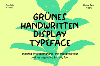 Grunes - Handwritten Display Font artisanal crafty font design type design