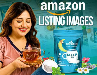 Amazon Listing Infographics, Listing Images Design - Sleep Tea amazon listing images amazonbrandstory amazonebc amazonstorefront amazonstorefrontdesign graphic design graphicdesign listingimages