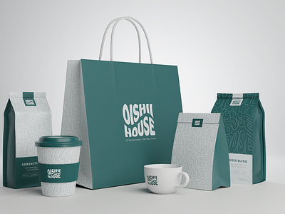 Oishii House 3d 3d modeling blender branding coffee shop graphic design illustrator indesign logo packaging tea visual identity