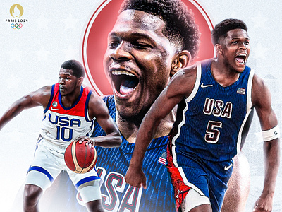 "Elevating the Game: Anthony Edwards & Team USA" graphic design nba poster design sports design