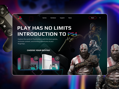 Playstation 4 - Website concept concept console controller design designer figma game games gaming play playing playstation portfolio ps4 ui uiux webpage website