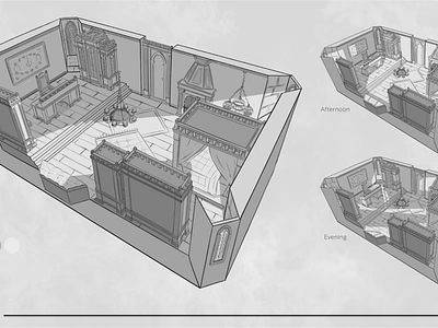 HOGWARTS BEDROOM 2d illustration concept art environment art environment concept art illustration photoshop props design sketches