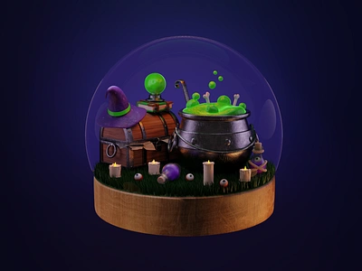 Witch's Secrets 3D 3d 3d art 3d blender 3d design 3d halloween 3d illustration 3d modeling blender candles cauldron design digital art graphic design halloween illustration magic potion render witch