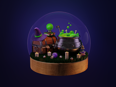 Halloween 3D 3d 3d art 3d design 3d halloween 3d illustration 3d modeling blender candles cauldron design graphic design halloween illustration magic motion graphics potion render ux vector witch