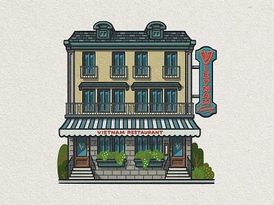 Philly Eats: Vietnam Restaurant architectural drawing architecture chinatown drawing food foodie illustration mario philadelphia philly restaurant vietnam vietnamese zucca