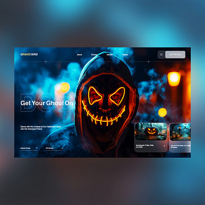 Graveyard Web Ui Landing Page Shot branding design graphic design halloween illustration led mask photography pumpkin spooky ui ui design ux ux design web design