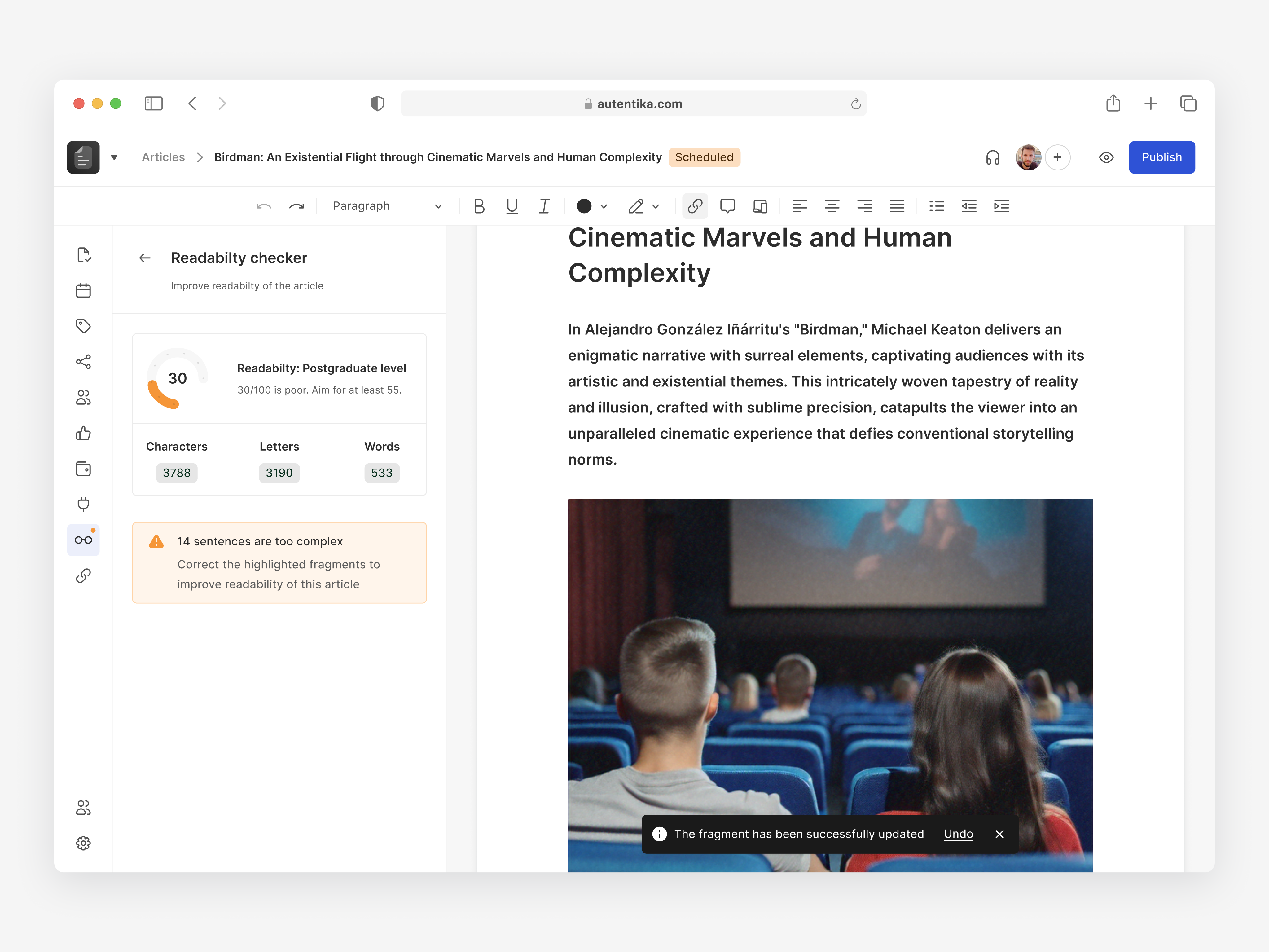Language simplification for articles | AI ai articles artificial intelligence colors concept dashboard management system news newsroom