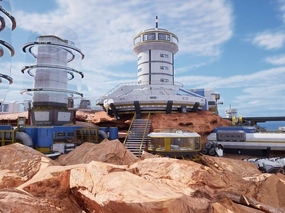 Mars Factory - Unreal Engine 5 3d 3d rendering blender concept design digital 3d environment factory hangar mars ue5 unreal engine