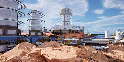 Mars Factory - Unreal Engine 5 3d 3d rendering blender concept design digital 3d environment factory hangar mars ue5 unreal engine