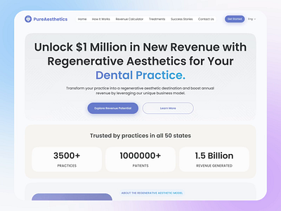 Regenerative Aesthetic Systems Website for Dental Practices animation product ui ux web