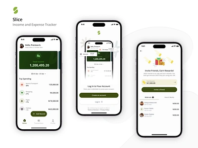 Income and Expense Tracker - Slice app design expense flat income minimal mobile tracker ui