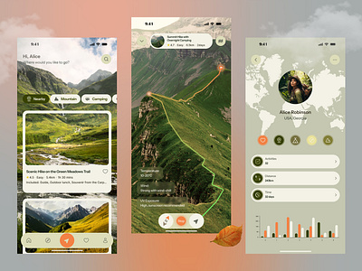 Escape to the Mountains adventureapp app business entrepreneur explorenature hikingapp hikingexperience minimalistdesign mountaindesign mountainui natureui outdooradventure realestate startup travelapp traveldesign uiux wilderness