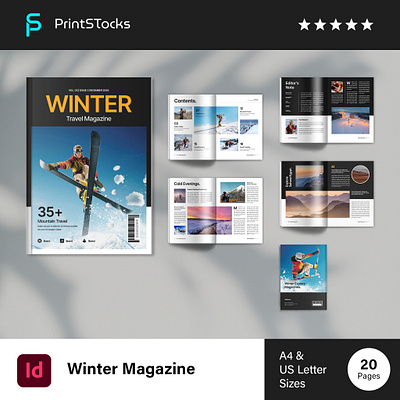 Travel Magazine Layout Winter Adventure Template a4 annual report architecture branding business business brochure company brochure creative proposal design explore fashion lookbook graphic design interior layout magazine minimal pitch deck template travel winter