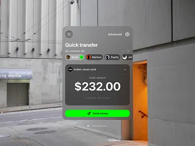 Transfer money in the future with Spatial OS balance banking banking app credit expends finance financial app meta meta orion mobile app money revolut spatial os threads transaction transfer money wallet