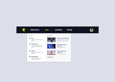 ✤ Navigation Bar | E-Sports Streaming Platform design responsive design ui user interface ux