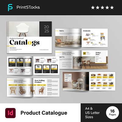 Product Catalog Template Landscape a4 agency architecture branding brochure business catalog catalogue clean editorial graphic design interior magazine minimal minimalist popular product catalog product design template ui