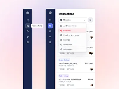 Real-Estate B2B App Menu branding creative design dashboard design icons menu design navigation product design prototyping real esate responsive design saas side bar ui ui dashboard ux