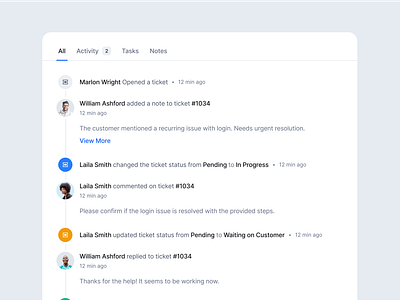 Customer Service Activity Feed - SquareUi activity feed design system figma product design ui ux web design