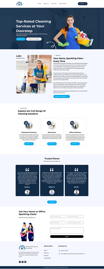 Cleaning website made by wix branding cleaning landing page ui ux website wix