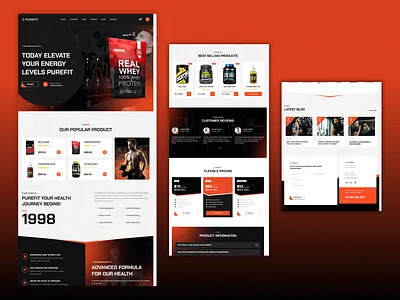 PUREFIT: A health and fitness website design animation branding graphic design logo motion graphics ui web design