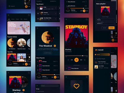 🎶 Merodi – A Music App Design 🎶 darkmode mobiledesign musicapp ui ux