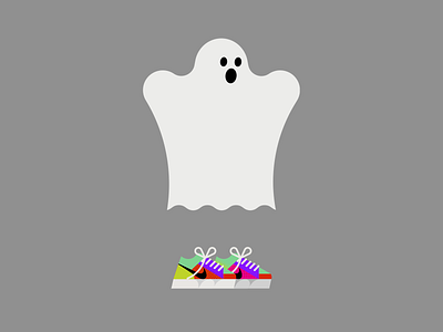 Spooky season colorful flat ghost halloween illustration inktober rollerblade rollerskate spooky