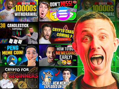 Crypto Thumbnails Projects clickbait cryptomarket customthumbnails socialmediadesign youtubegrowth youtubemarketing youtubethumbnails