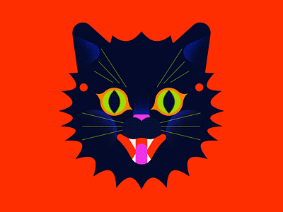 Spooky cat mask black cat cat colorful flat halloween illustration inktober mask retro spooky spookyseason vectober vintage