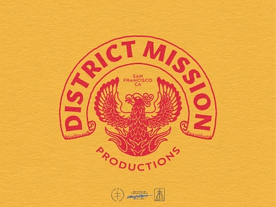 District Mission Productions Secondary Logo animal banner bird brand design brand identity branding branding design eagle hand drawn identity design illustration logo logo design logodesign production retro tattoo traditional vintage visual identity