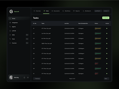 LLM Dashboard ui