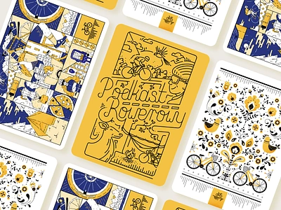 Podkast Rowerowy illustrations bike bikes cards cycling drawing illustration illustrator lineart podcast postcard poster posters vector vector illustration yellow