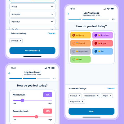 Mood Tracker App - UI/UX - Mental Health app branding graphic design ui uiux ux