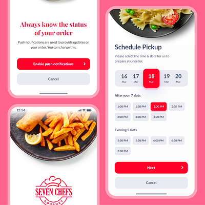 Seven Chefs App - UI/UX - Culinary arts app experience mobile mobile app red ui ui design uiux ux ux design