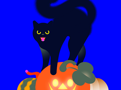 Spooky cat animal black cat cat colorful design flat graphic design halloween illustration inktober pet spooky spookyseason ui vectober vector