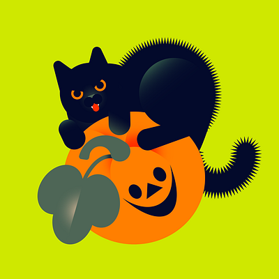 Spooky cat animal black cat cat colorful design flat graphic design halloween illustration inktober pet spooky spookyseason ui vectober vector