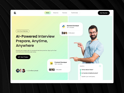 AI Powered Interview UI/UX design 100crowns ai app design artificial intelligence design figma design galibe hasan joy interview interview website landing page modern ui design ui ui design ui ux uidesign ux design uxdesign web design website website design