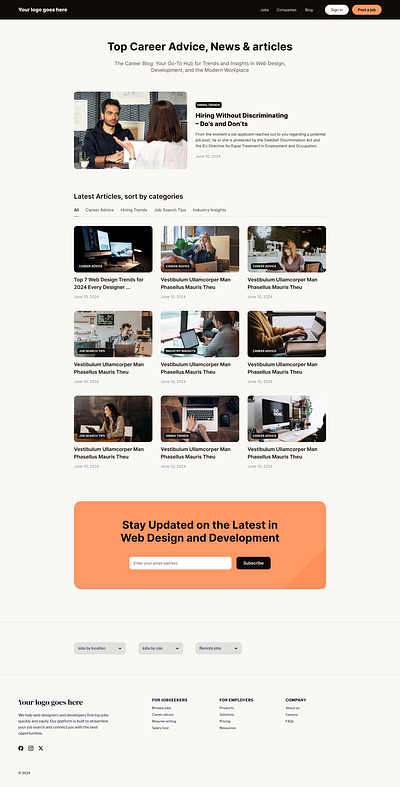 Career Blog Layout for WordPress Job Board Theme blog blog layout blog post blog theme career blog demo design interface job board theme jobboard ui ux webdesign wordpress theme