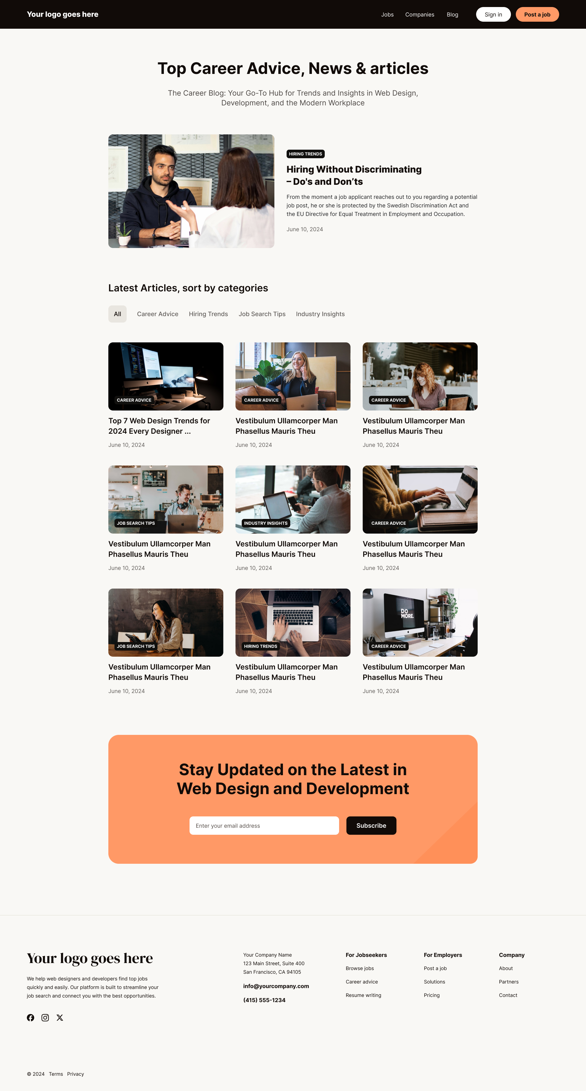 Example of Career Blog Layout for WordPress Job Board Theme