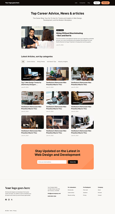 Career Blog Layout for WordPress Job Board Theme blog blog layout blog post blog theme career blog demo design interface job board theme jobboard ui ux webdesign wordpress theme