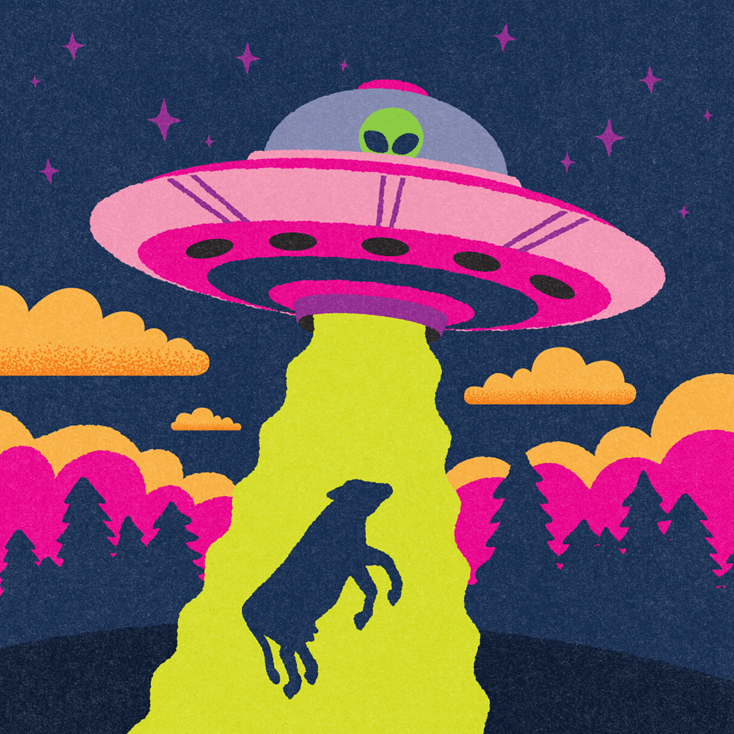 Beam Me Up alien beam me up design gif hand drawn illustration mightymoss motion graphics spaceship