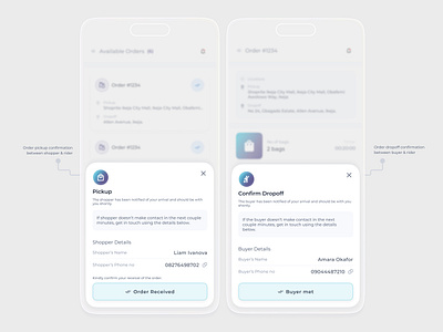 Confirmation modals app components delivery mobile app modal pop up product design rider ui ui design ux